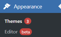 Appearance tab for WP left side navigational tab