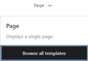 Dropdown menu from "Page" button to browse all templates