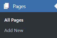 Pages tab on the left hand navigation bar